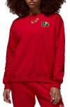 Nike Jordan Brooklyn Fleece Crewneck Sweatshirt In Red