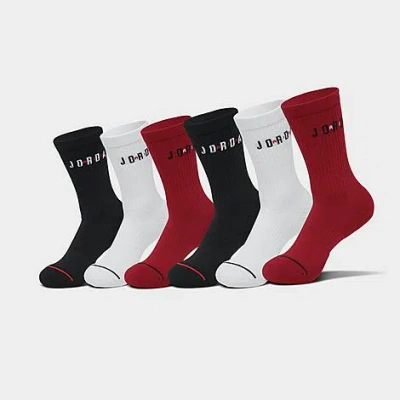 Nike Jordan Everyday Crew Socks (6-pack) In Red/white/black