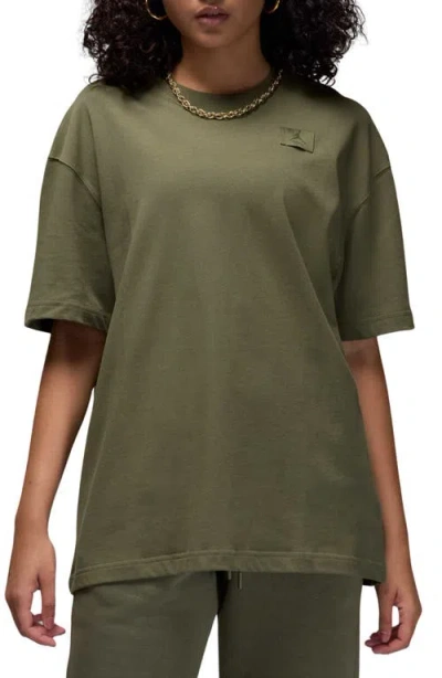Nike Jordan Flight Essentials Oversized T-shirt In Medium Olive