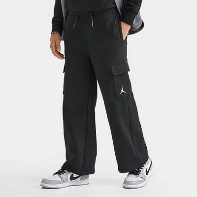 Nike Kids' Jordan Girls' Y2k Fleece Open Hem Cargo Pants In Black