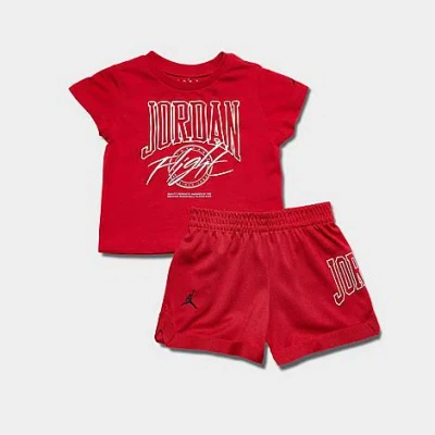 Nike Babies' Jordan Infant Beyond The Arc T-shirt And Mesh Shorts Set In Gym Red