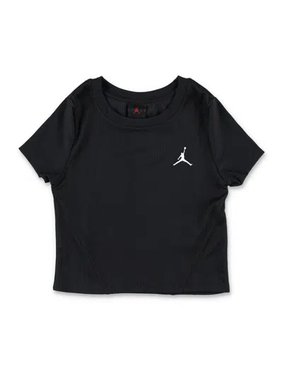 Nike Jordan Jordan Girl Ribbed Crewneck T-shirt With Jumpman Logo In Black