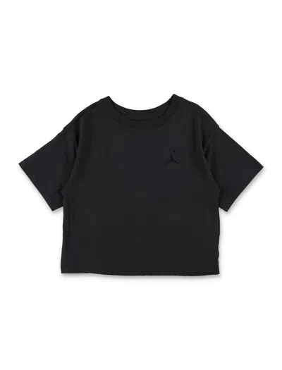 Nike Jordan Jordan Girls Crew Neck T-shirt With Tonal Embroidered Jumpman In Black