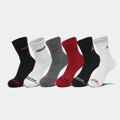 Nike Jordan Kids' Legend Crew Socks (6-pack) Size 45546 Cotton In Multi-color