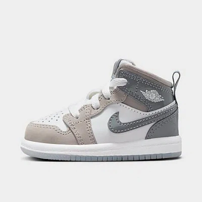 Nike Babies' Jordan Kids' Toddler Air Retro 1 Mid Se Casual Shoes In White/medium Grey/cool Grey