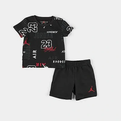 Nike Babies' Jordan Kids' Toddler Allover Print T-shirt And Shorts Set In Black