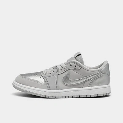 Nike Jordan Little Kids' Air Retro 1 Low Casual Shoes In Neutral Grey/metallic Silver/white