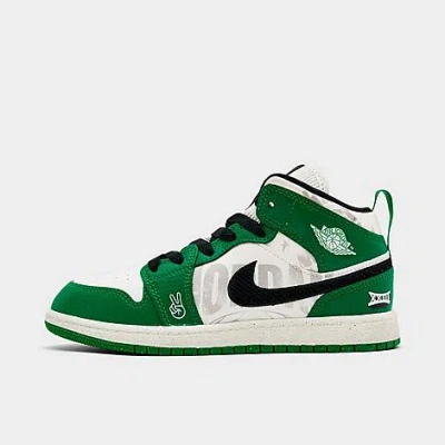 Nike Jordan Little Kids' Air Retro 1 Mid Se Casual Shoes In Pine Green/black/team Orange/sail
