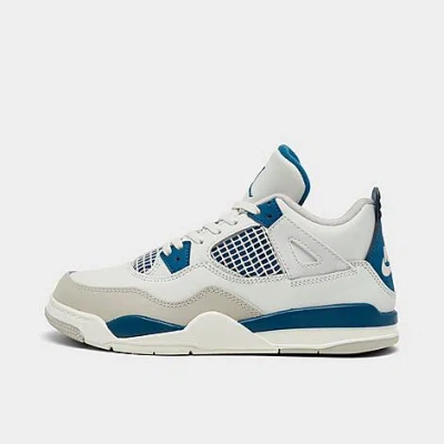 Nike Jordan Little Kids' Air Retro 4 Basketball Shoes In Off White/military Blue/neutral Grey