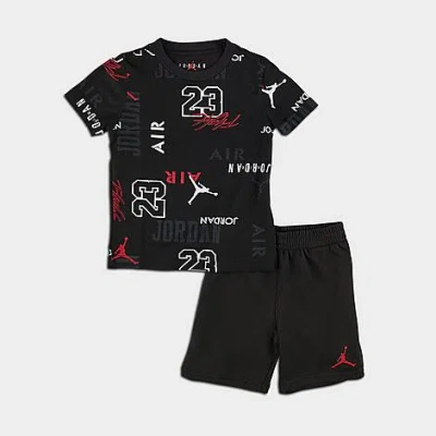 Nike Jordan Little Kids' Allover Print T-shirt And Shorts Set In Black
