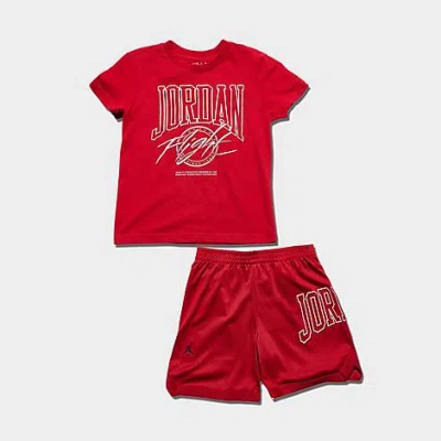 Nike Jordan Little Kids' Beyond The Arc T-shirt And Mesh Shorts Set In Gym Red
