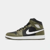 Nike Air Jordan 1 Mid Sneakers Black / Medium Olive / Sail In Multicolor