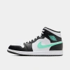 Nike Air Jordan 1 Mid Sneakers White / Black / Green Glow In Multicolor