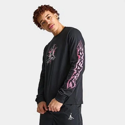 Nike Jordan Men's Dri-fit Sport Long-sleeve Metal Graphic T-shirt In Black/hyper Pink/black