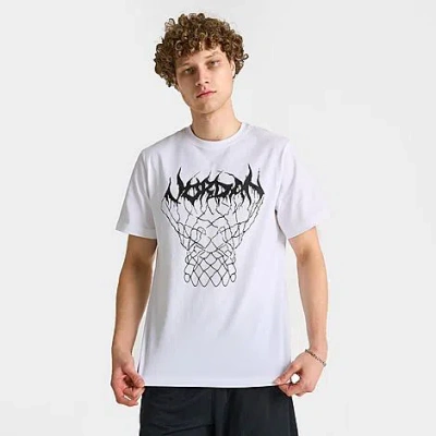 Nike Jordan Men's Dri-fit Sport Metal Net Graphic T-shirt In White/black/black
