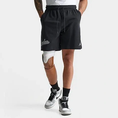 Nike Jordan Men's Flight Mvp Cursive Fleece Shorts In Black/white