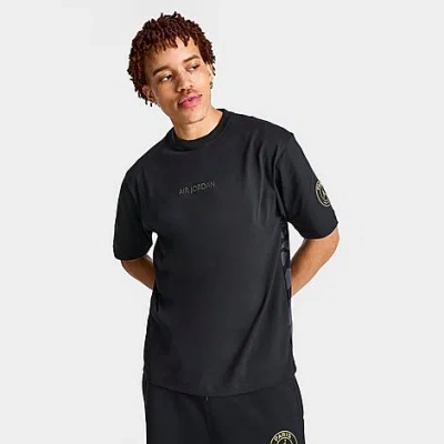 Nike Paris Saint-germain Wordmark Heritage 85 T-shirt Black / Cargo Khaki In Black/cargo Khaki