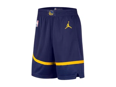 Pre-owned Nike Jordan Nba Golden State Warriors Statement Edition Drifit Swingman Shorts In Navy Blue/yellow In Multi