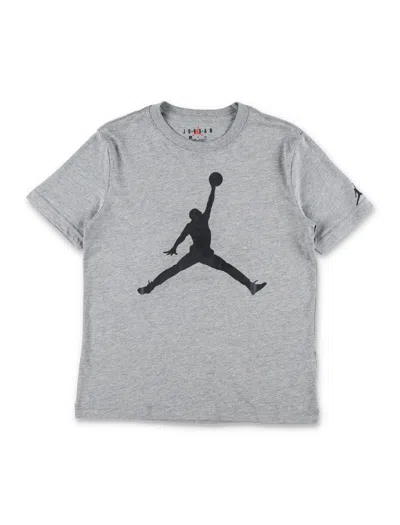 Nike Jordan Soft Cotton Graphic T-shirt With Jumpman Logo For Boys In Grey