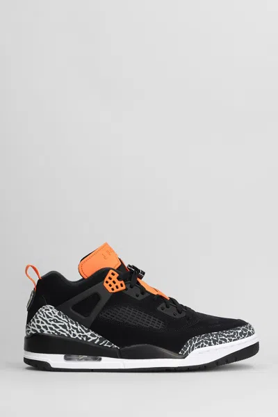 NIKE JORDAN SPIZIKE LOW SNEAKERS IN BLACK SUEDE AND FABRIC
