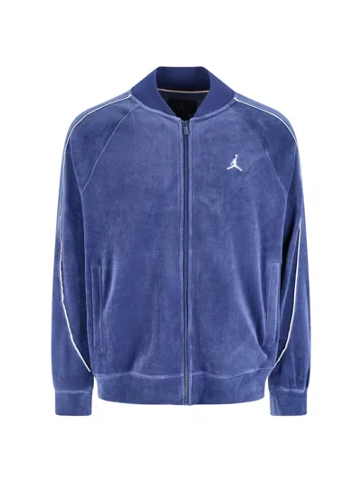 Nike 'jordan Track' Velour Sporty Jacket In Blue