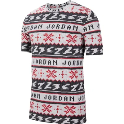 Nike Jordan Ugly Sweater Short Sleeve T-shirt White/red-black Ct3711-101 Men's