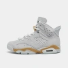 Nike Air Jordan Retro 6 Embellished Satin-trimmed Perforated Suede High-top Sneakers In Pure Platinum/metallic Gold/coconut Milk/glacier Blue