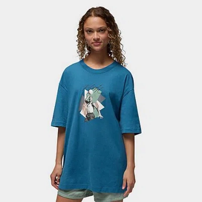 Nike Jordan Women's Oversized Graphic T-shirt In Industrial Blue