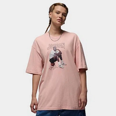 Nike Jordan Women's Short-sleeve Oversized Graphic T-shirt In Pink Glaze