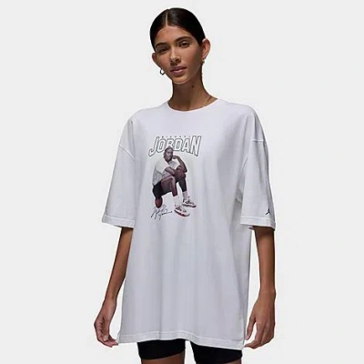 Nike Jordan Women's Short-sleeve Oversized Graphic T-shirt In White 