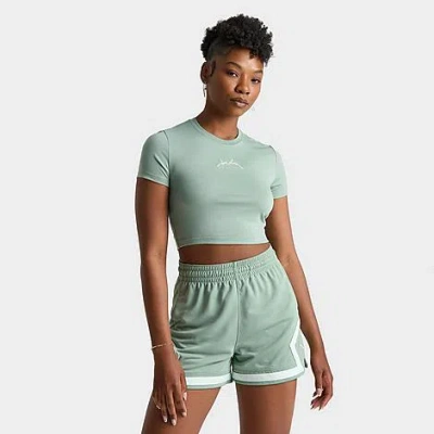 Nike Jordan Women's Slim Cropped Graphic T-shirt In Jade Smoke/barely Green