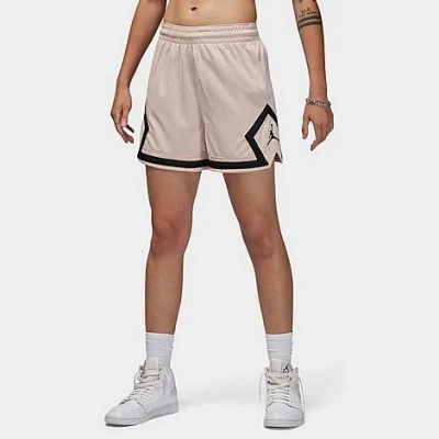 Nike Jordan Women's Sport 4" Diamond Basketball Shorts In Particle Beige/particle Beige/black/black