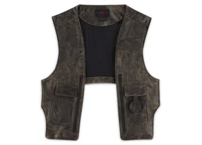 Pre-owned Nike Jordan X J Balvin Leather Vest In Brown/black