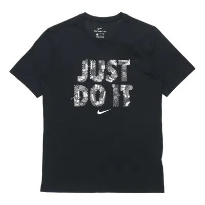 Nike Just Do It Alphabet Printing Sports Short Sleeve Black