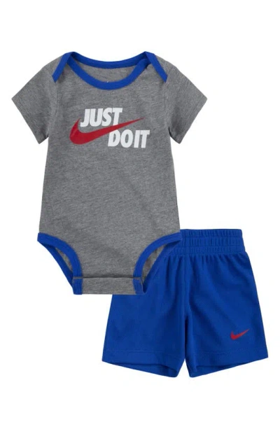 Nike Babies' Just Do It Bodysuit Set In Blue