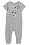Nike Just Do It Cotton Romper In Carbon Heather