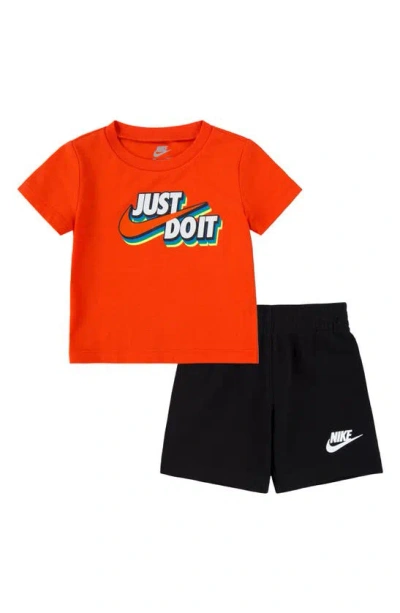 Nike Babies' Just Do It Graphic T-shirt & Sweat Shorts Set In Black
