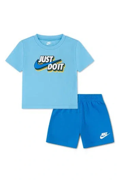 Nike Babies'  Just Do It Graphic T-shirt & Sweat Shorts Set In Blue