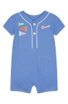Nike Just Do It Henley Romper In Blue Beyond