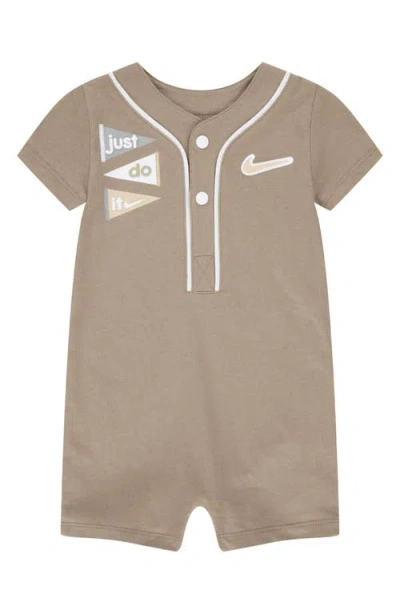 Nike Babies'  Just Do It Henley Romper In Khaki