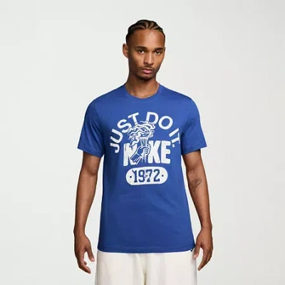 Nike Just Do It Mens Crew Neck Short Sleeve Regular Fit Graphic T-shirt In Blue
