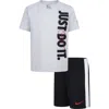 Nike Kids'  'just Do It' T-shirt & Shorts Set In Birch Heather/black