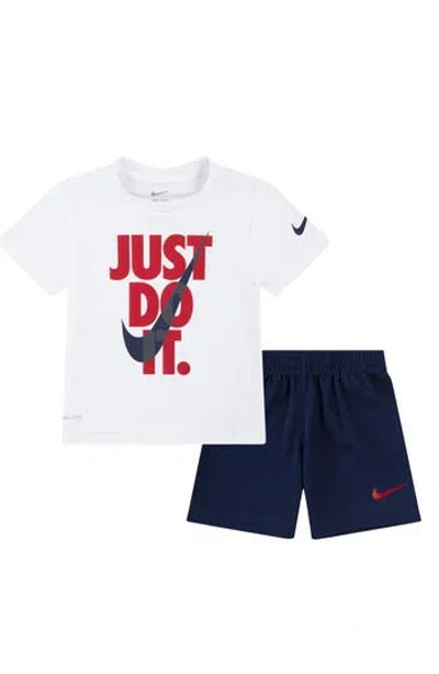 Nike Kids'  Just Do It T-shirt & Shorts Set In Midnight Navy