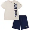 Nike Kids'  'just Do It' T-shirt & Shorts Set In Midnight Navy/pale Ivory