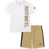 Nike 'just Do It' T-shirt & Shorts Set In Multi
