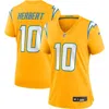 Nike Justin Herbert Gold Los Angeles Chargers Alternate Charger Power Legend Player Performance Top In Yellow
