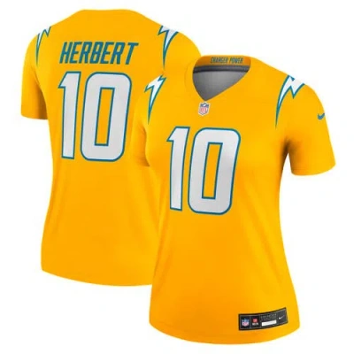 Nike Justin Herbert Gold Los Angeles Chargers Alternate Charger Power Legend Player Performance Top In Yellow