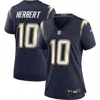 Nike Justin Herbert Navy Los Angeles Chargers Alternate Super Chargers Game Jersey In Blue