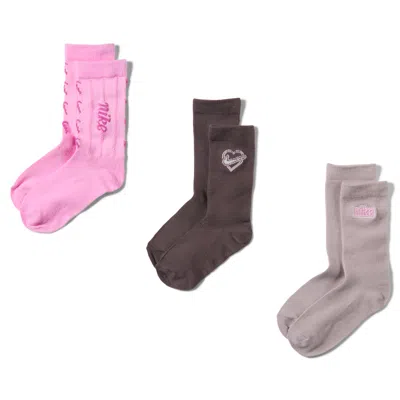 Nike Juxta-girl Kids' Crew Socks (3 Pairs) In Multi