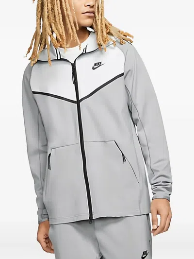 Nike Kangaroo-pocket Full-zip Hoodie In Gray